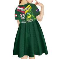 Custom Lebanon And Australia Rugby Kid Short Sleeve Dress Aussie Kangaroos Lebanese Cedars