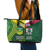 Custom Lebanon And Australia Rugby Leather Tote Bag Aussie Kangaroos Lebanese Cedars