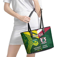 Custom Lebanon And Australia Rugby Leather Tote Bag Aussie Kangaroos Lebanese Cedars