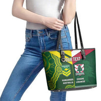 Custom Lebanon And Australia Rugby Leather Tote Bag Aussie Kangaroos Lebanese Cedars