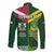 Custom Lebanon And Australia Rugby Long Sleeve Button Shirt Aussie Kangaroos Lebanese Cedars