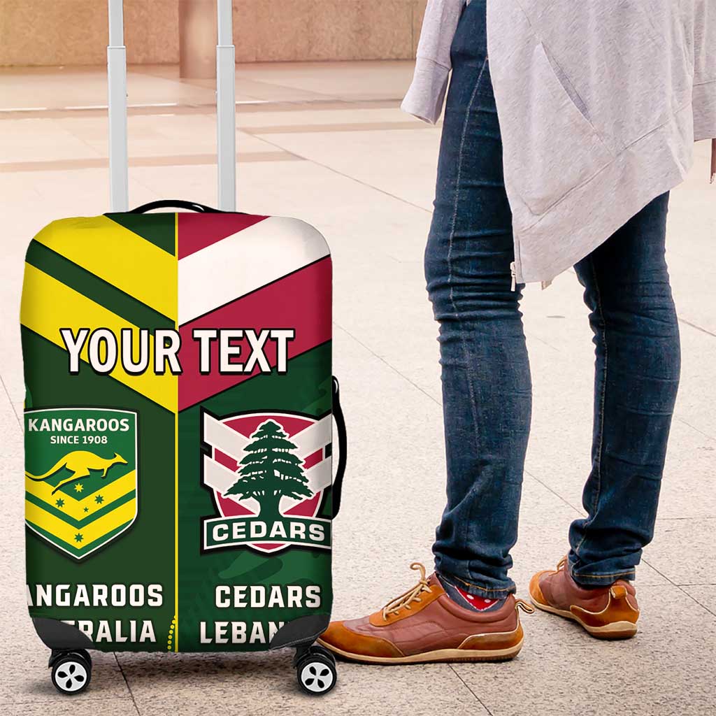 Custom Lebanon And Australia Rugby Luggage Cover Aussie Kangaroos Lebanese Cedars