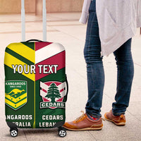 Custom Lebanon And Australia Rugby Luggage Cover Aussie Kangaroos Lebanese Cedars