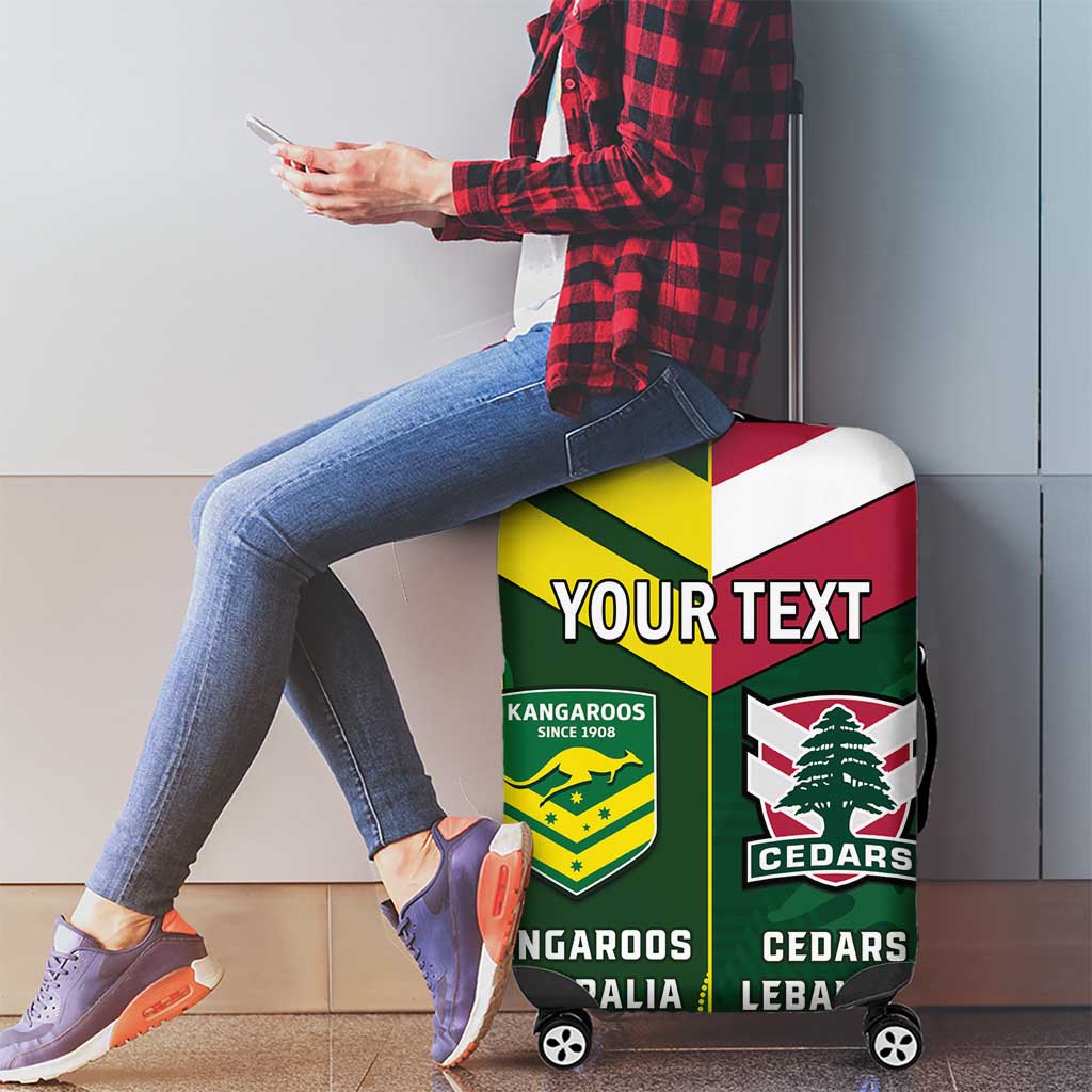 Custom Lebanon And Australia Rugby Luggage Cover Aussie Kangaroos Lebanese Cedars