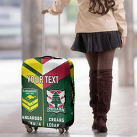 Custom Lebanon And Australia Rugby Luggage Cover Aussie Kangaroos Lebanese Cedars