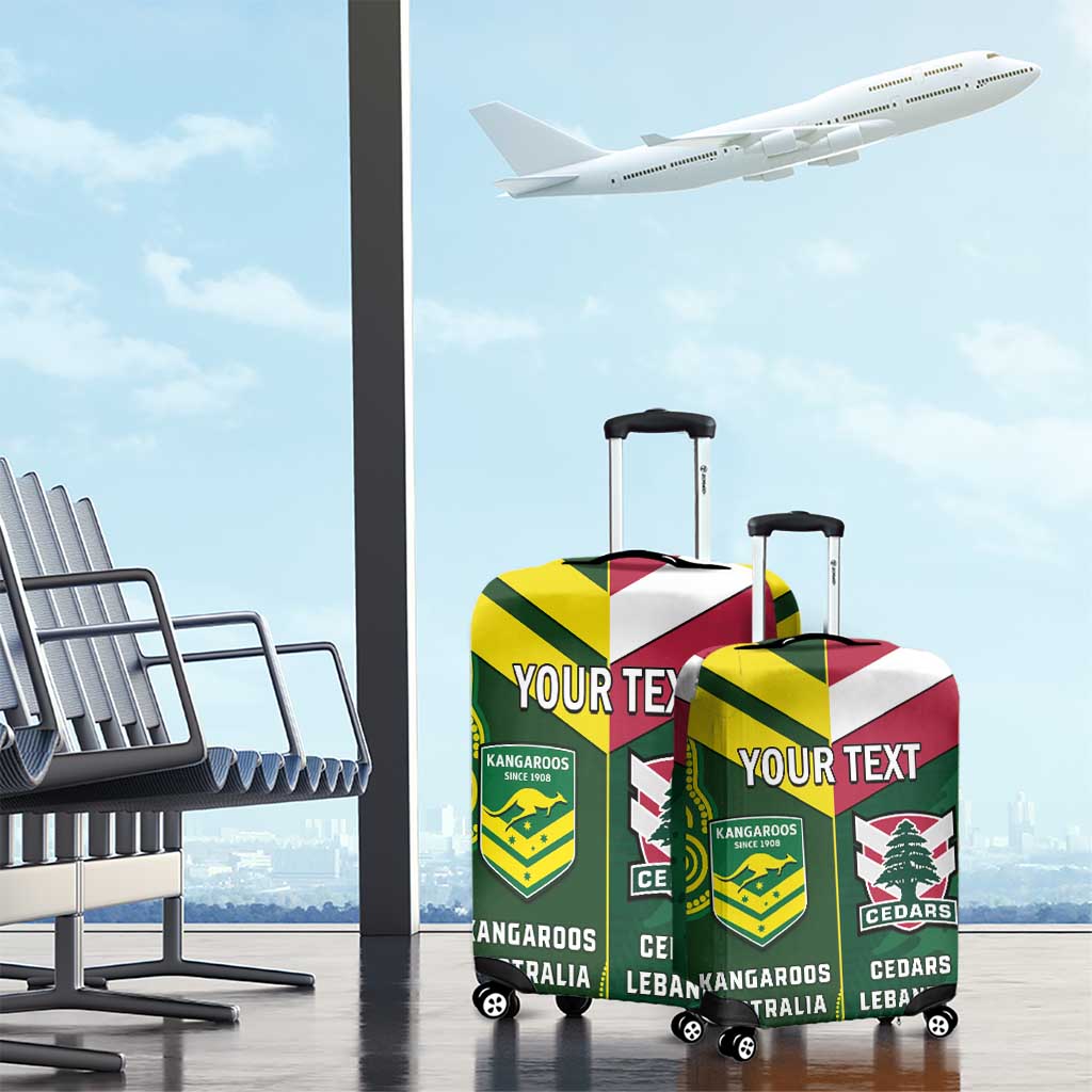Custom Lebanon And Australia Rugby Luggage Cover Aussie Kangaroos Lebanese Cedars