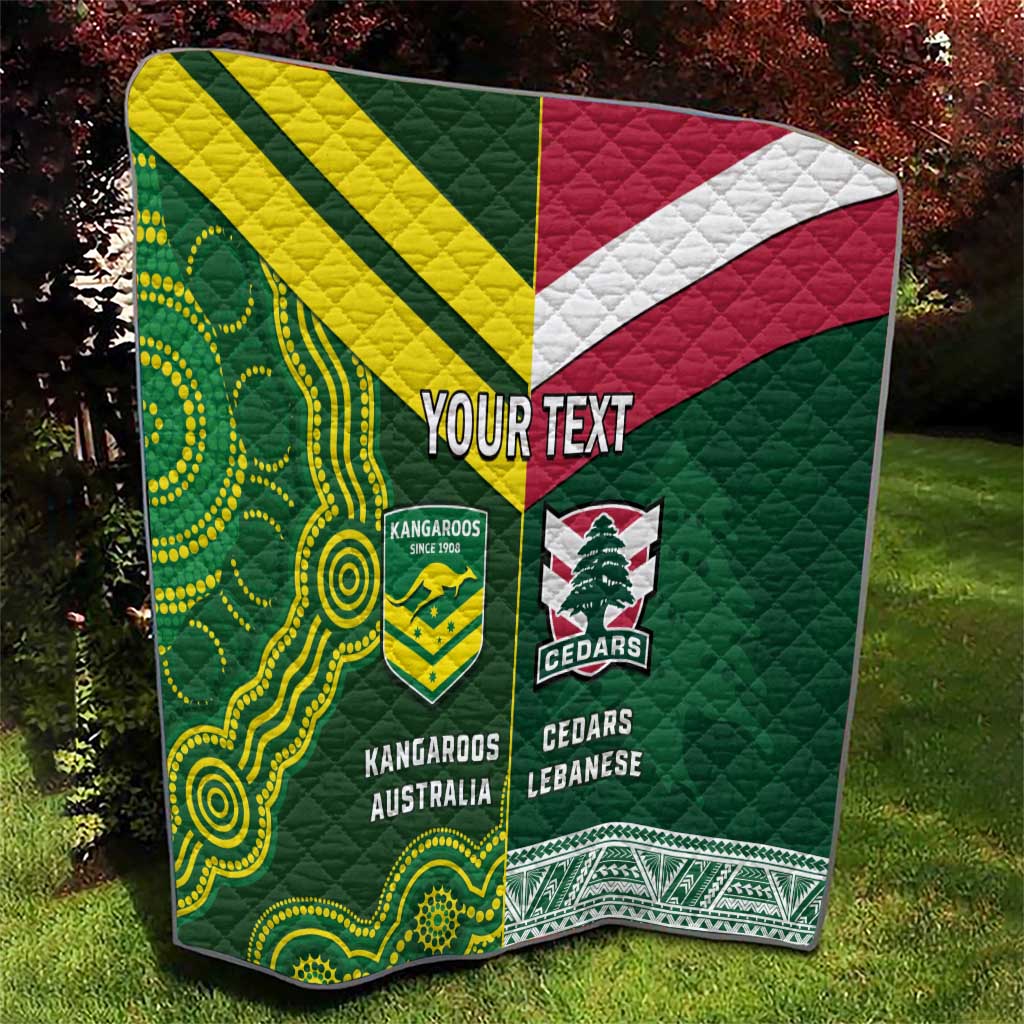 Custom Lebanon And Australia Rugby Quilt Aussie Kangaroos Lebanese Cedars