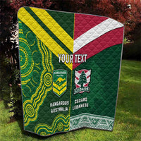 Custom Lebanon And Australia Rugby Quilt Aussie Kangaroos Lebanese Cedars