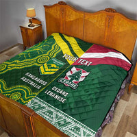 Custom Lebanon And Australia Rugby Quilt Aussie Kangaroos Lebanese Cedars