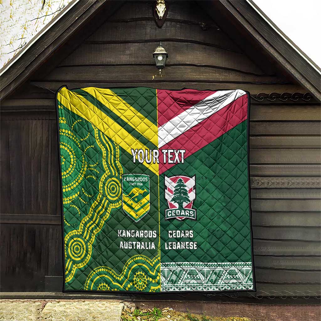 Custom Lebanon And Australia Rugby Quilt Aussie Kangaroos Lebanese Cedars