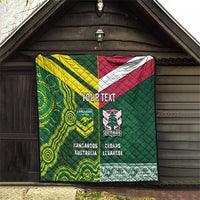 Custom Lebanon And Australia Rugby Quilt Aussie Kangaroos Lebanese Cedars