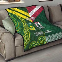 Custom Lebanon And Australia Rugby Quilt Aussie Kangaroos Lebanese Cedars