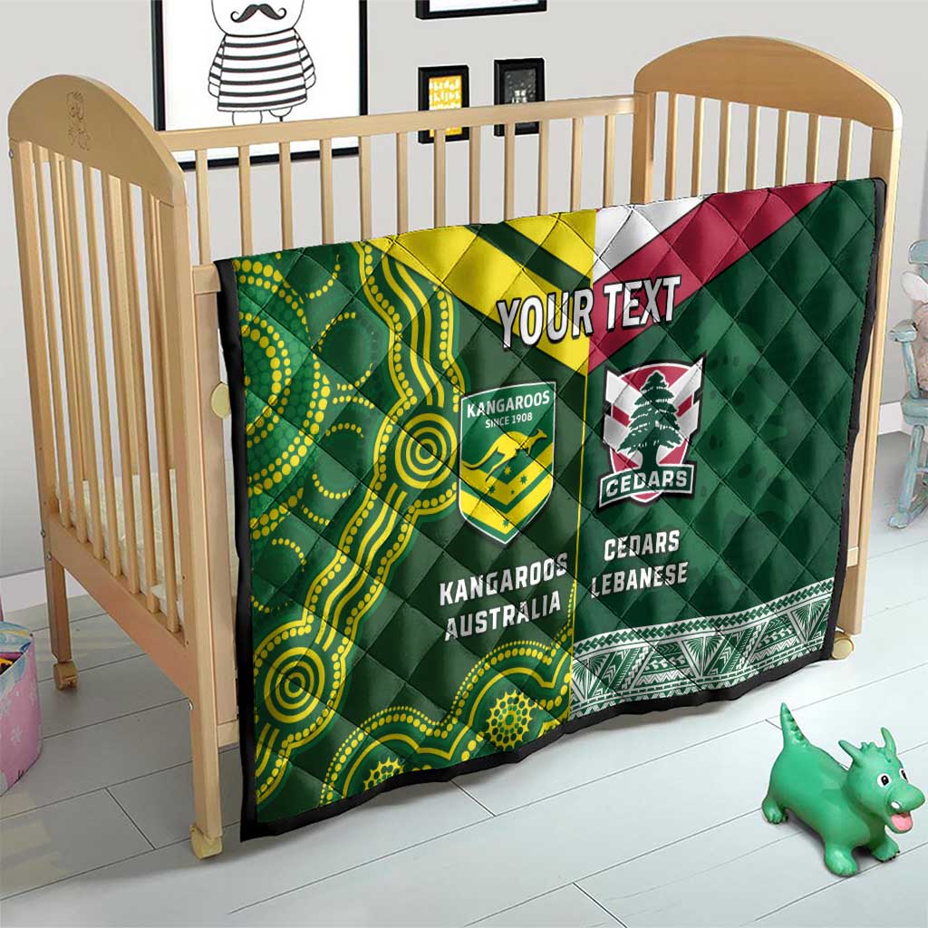 Custom Lebanon And Australia Rugby Quilt Aussie Kangaroos Lebanese Cedars