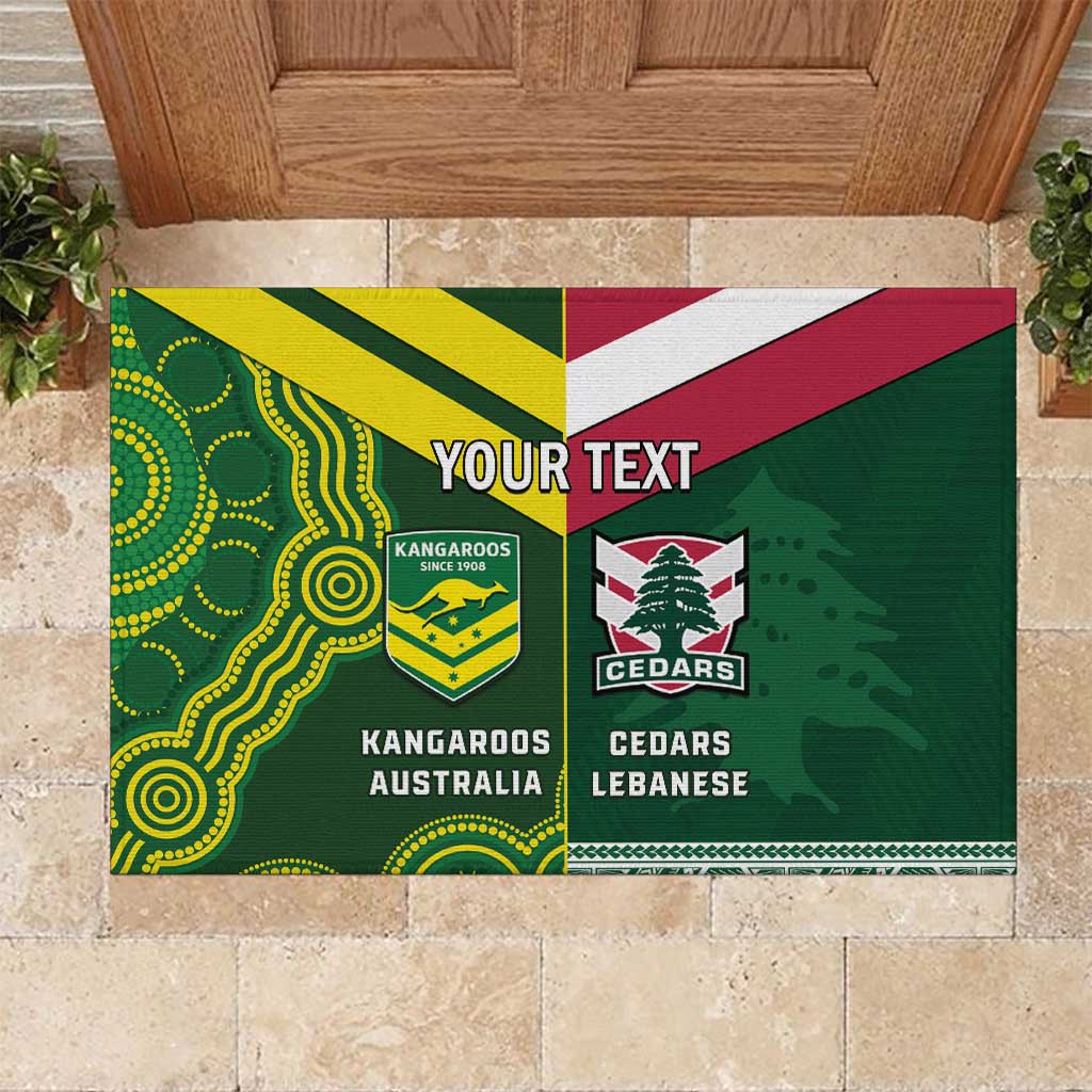 Custom Lebanon And Australia Rugby Rubber Doormat Aussie Kangaroos Lebanese Cedars