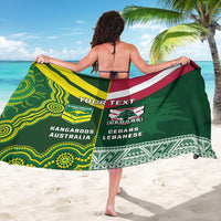 Custom Lebanon And Australia Rugby Sarong Aussie Kangaroos Lebanese Cedars