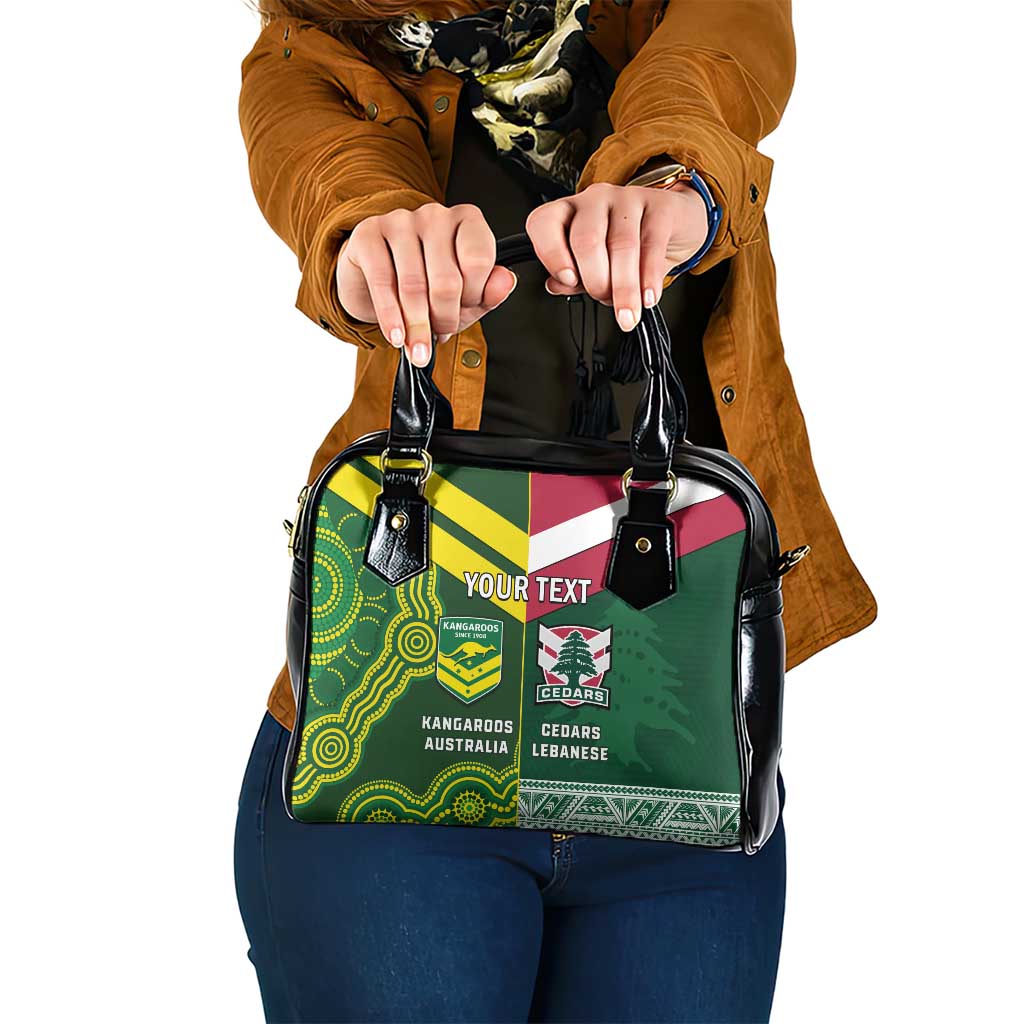 Custom Lebanon And Australia Rugby Shoulder Handbag Aussie Kangaroos Lebanese Cedars