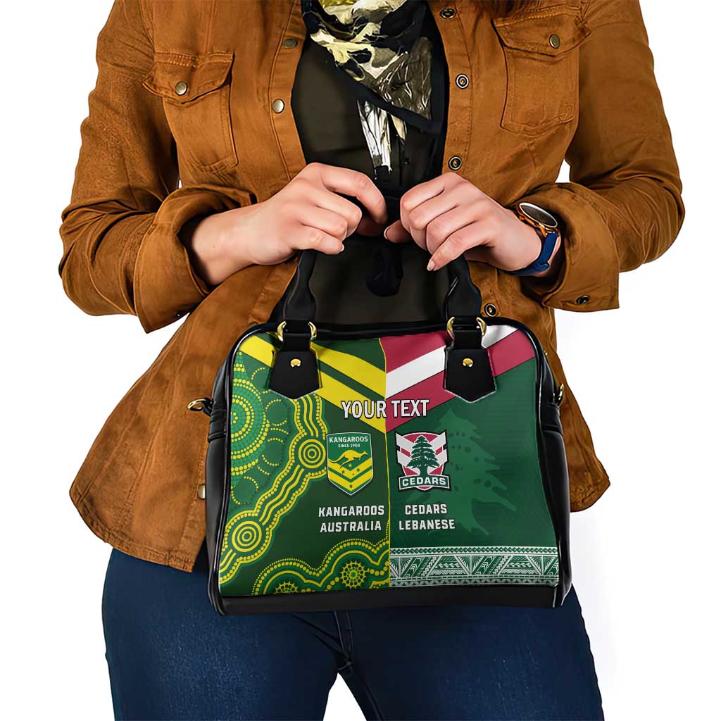 Custom Lebanon And Australia Rugby Shoulder Handbag Aussie Kangaroos Lebanese Cedars