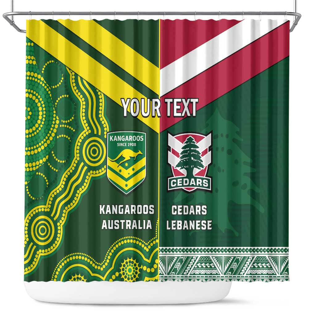 Custom Lebanon And Australia Rugby Shower Curtain Aussie Kangaroos Lebanese Cedars