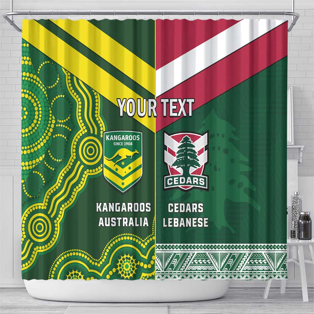 Custom Lebanon And Australia Rugby Shower Curtain Aussie Kangaroos Lebanese Cedars