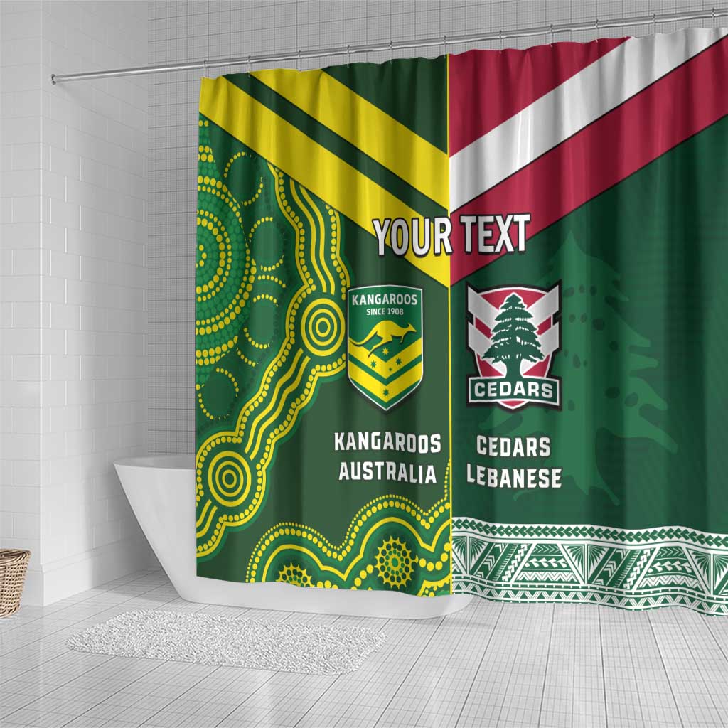 Custom Lebanon And Australia Rugby Shower Curtain Aussie Kangaroos Lebanese Cedars