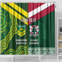 Custom Lebanon And Australia Rugby Shower Curtain Aussie Kangaroos Lebanese Cedars