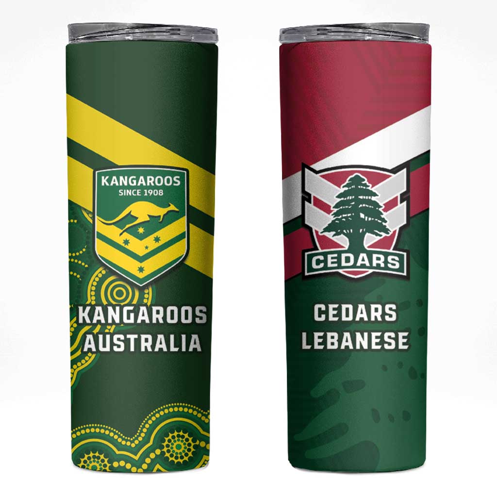 Lebanon And Australia Rugby Skinny Tumbler Aussie Kangaroos Lebanese Cedars