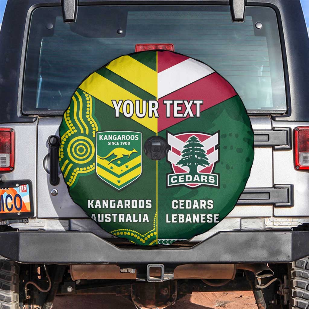 Custom Lebanon And Australia Rugby Spare Tire Cover Aussie Kangaroos Lebanese Cedars