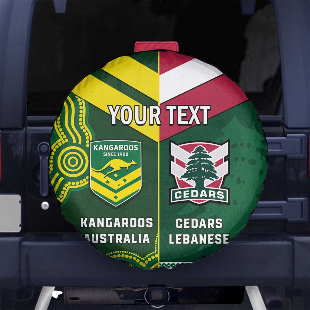 Custom Lebanon And Australia Rugby Spare Tire Cover Aussie Kangaroos Lebanese Cedars
