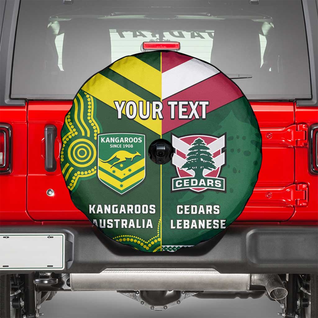 Custom Lebanon And Australia Rugby Spare Tire Cover Aussie Kangaroos Lebanese Cedars