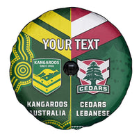 Custom Lebanon And Australia Rugby Spare Tire Cover Aussie Kangaroos Lebanese Cedars