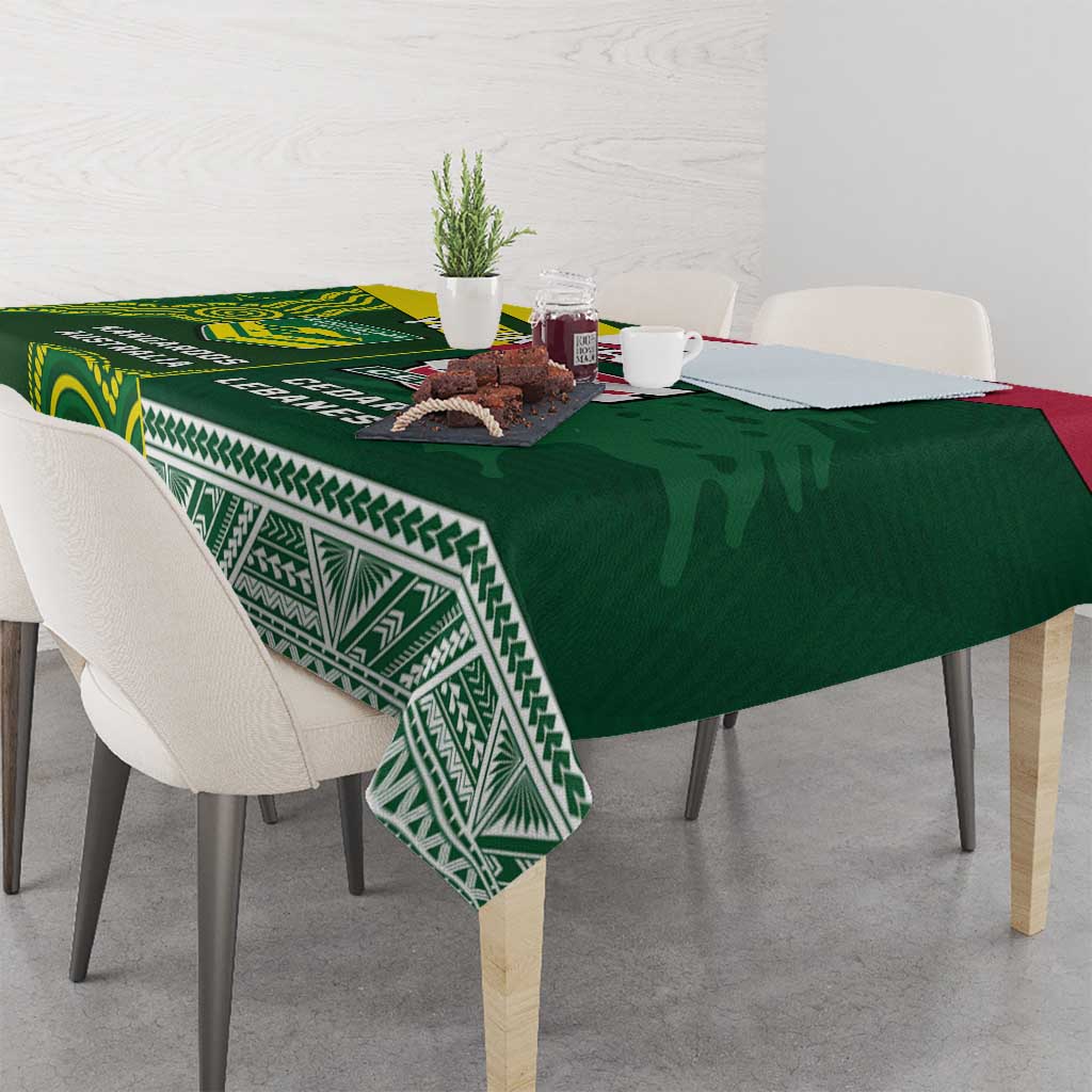 Custom Lebanon And Australia Rugby Tablecloth Aussie Kangaroos Lebanese Cedars