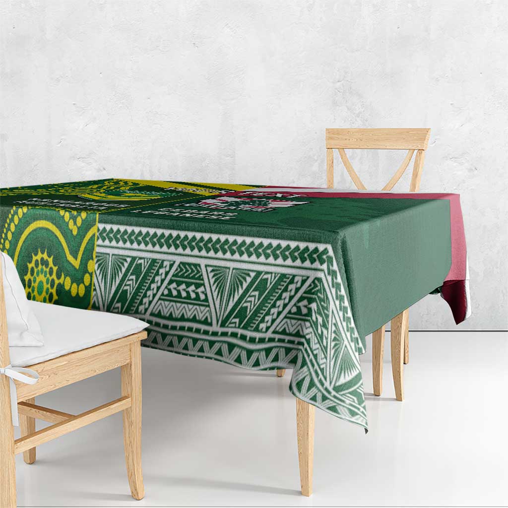 Custom Lebanon And Australia Rugby Tablecloth Aussie Kangaroos Lebanese Cedars