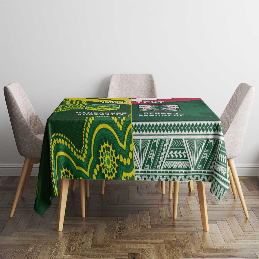 Custom Lebanon And Australia Rugby Tablecloth Aussie Kangaroos Lebanese Cedars