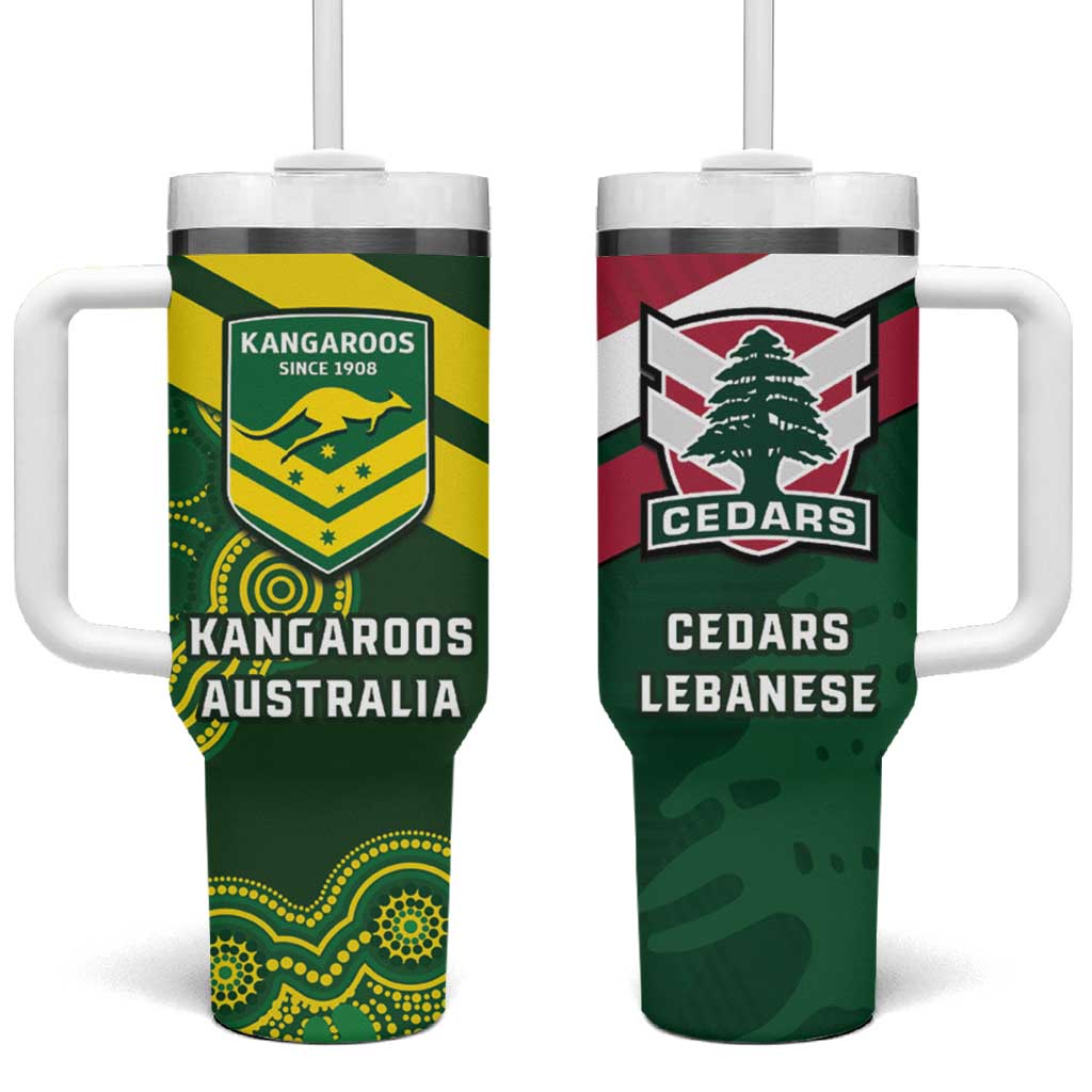 Lebanon And Australia Rugby Tumbler With Handle Aussie Kangaroos Lebanese Cedars
