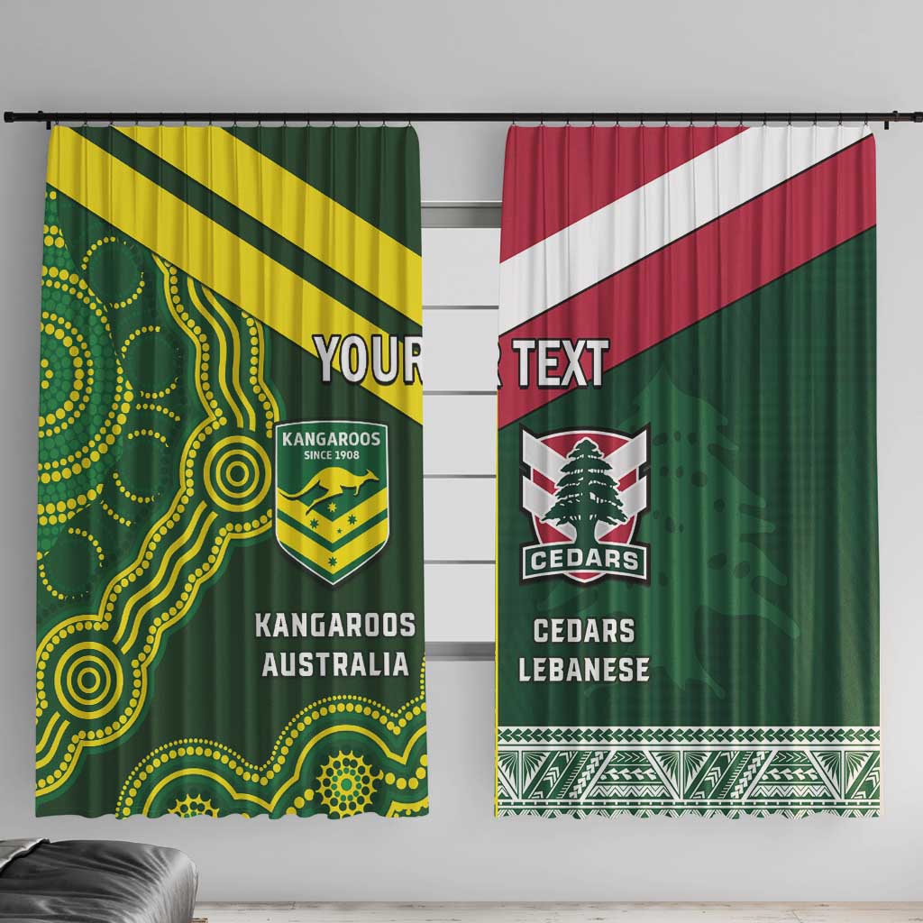 Custom Lebanon And Australia Rugby Window Curtain Aussie Kangaroos Lebanese Cedars