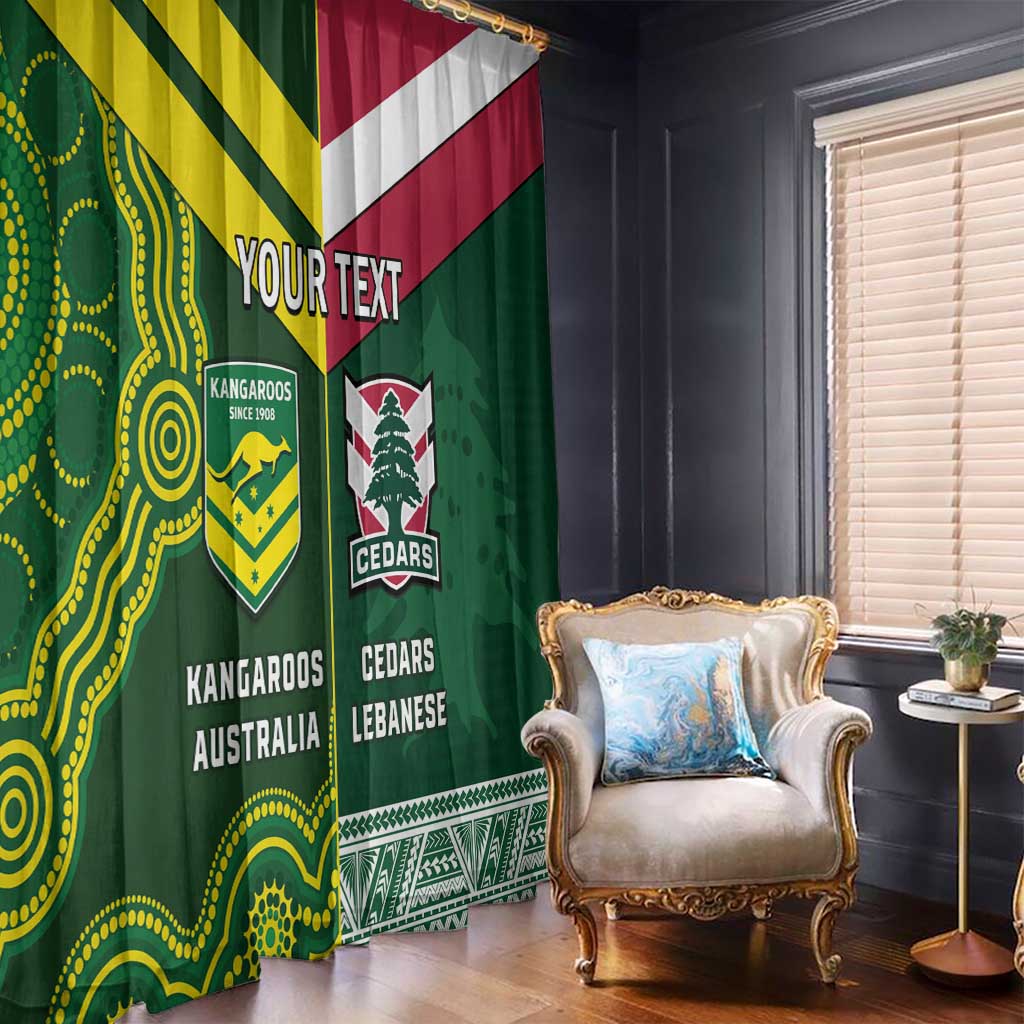 Custom Lebanon And Australia Rugby Window Curtain Aussie Kangaroos Lebanese Cedars