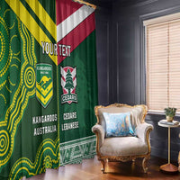 Custom Lebanon And Australia Rugby Window Curtain Aussie Kangaroos Lebanese Cedars