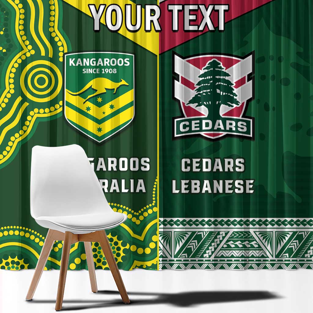Custom Lebanon And Australia Rugby Window Curtain Aussie Kangaroos Lebanese Cedars