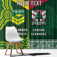 Custom Lebanon And Australia Rugby Window Curtain Aussie Kangaroos Lebanese Cedars