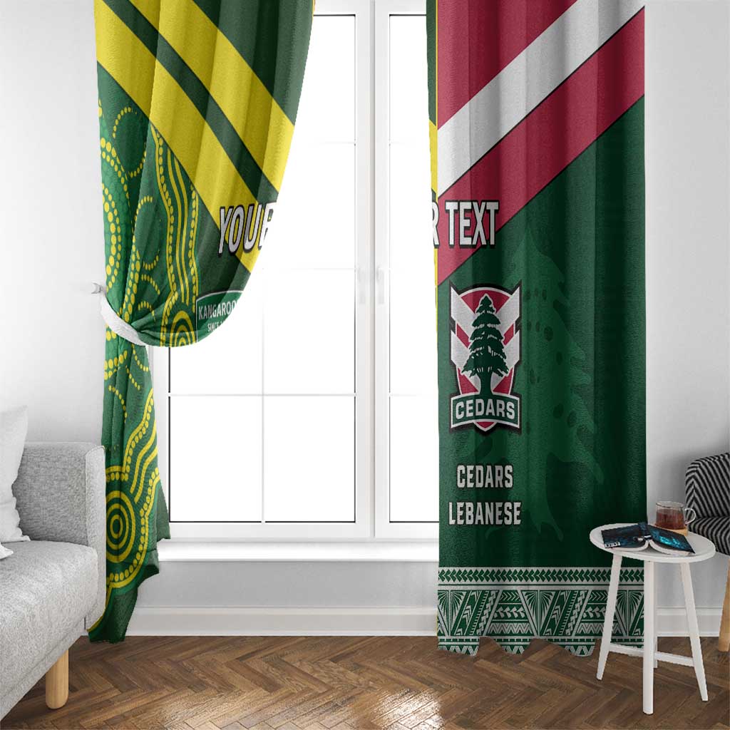 Custom Lebanon And Australia Rugby Window Curtain Aussie Kangaroos Lebanese Cedars