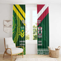 Custom Lebanon And Australia Rugby Window Curtain Aussie Kangaroos Lebanese Cedars