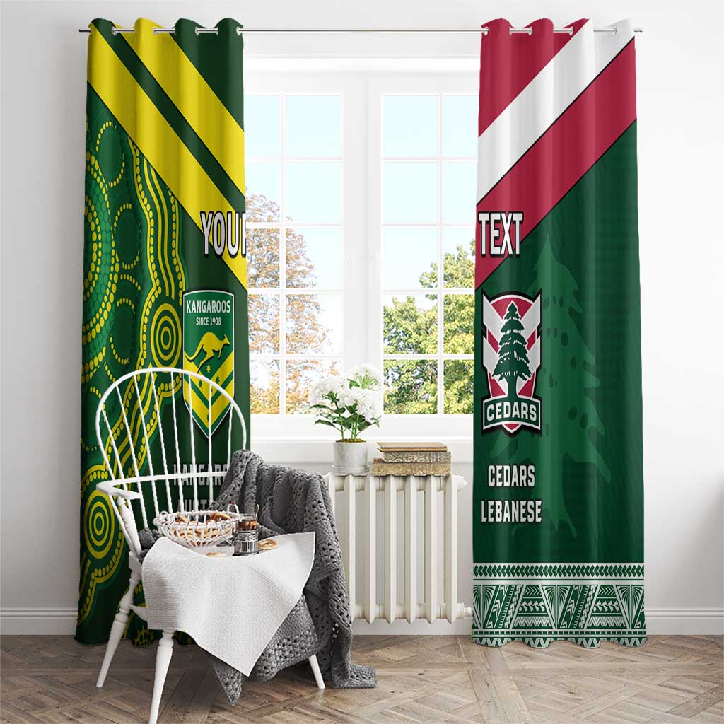Custom Lebanon And Australia Rugby Window Curtain Aussie Kangaroos Lebanese Cedars