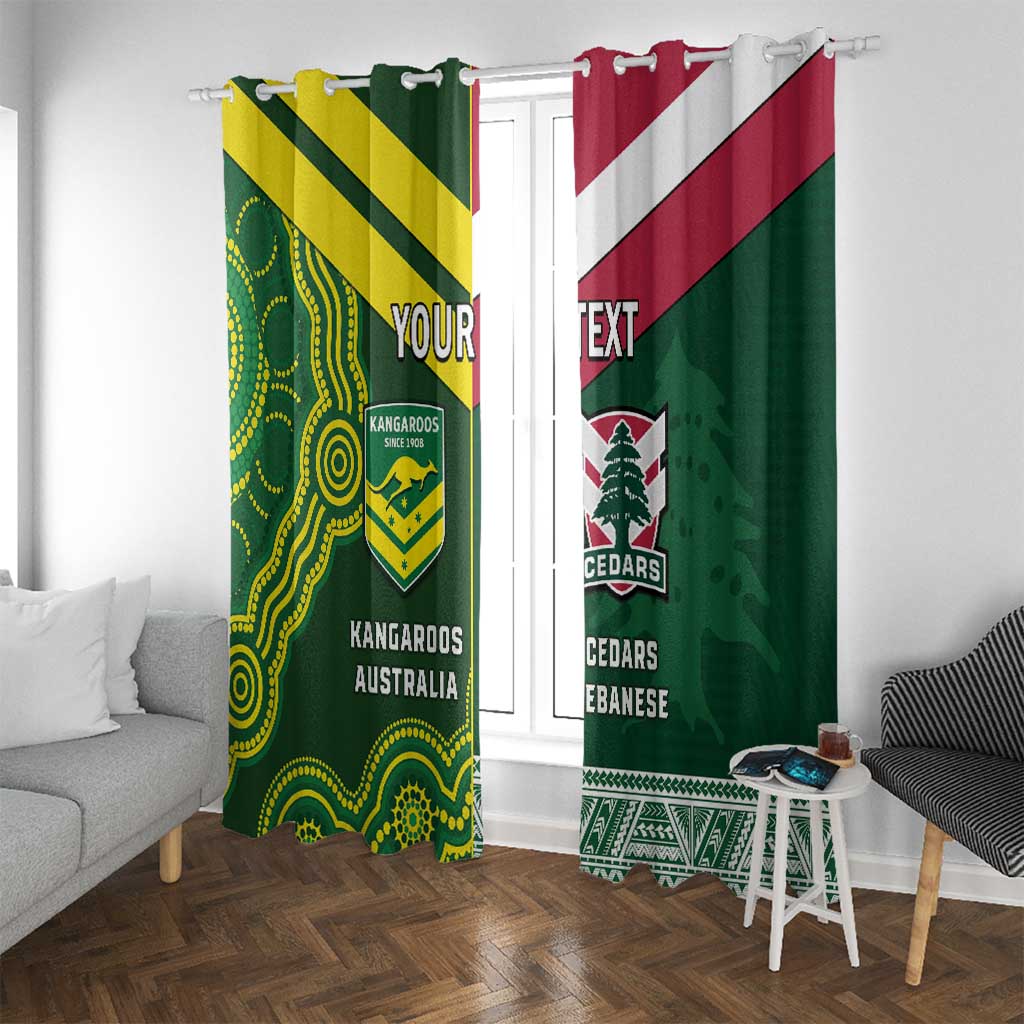 Custom Lebanon And Australia Rugby Window Curtain Aussie Kangaroos Lebanese Cedars