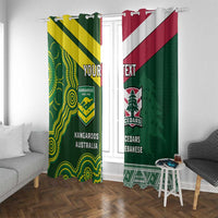 Custom Lebanon And Australia Rugby Window Curtain Aussie Kangaroos Lebanese Cedars