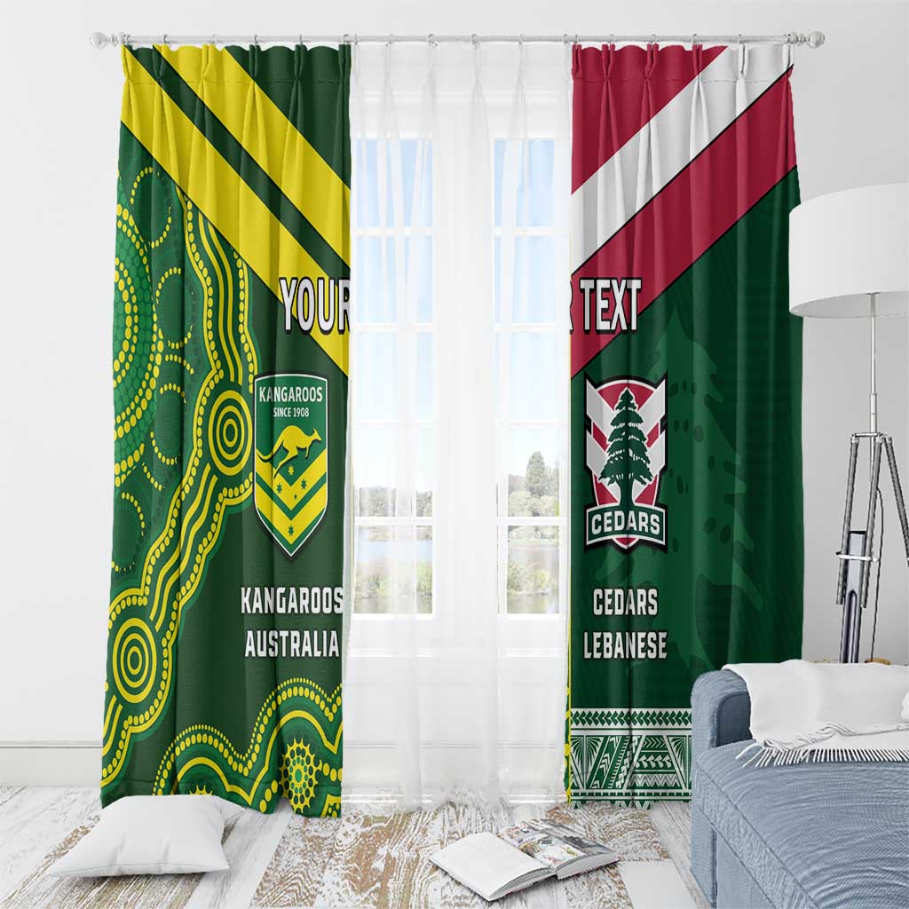Custom Lebanon And Australia Rugby Window Curtain Aussie Kangaroos Lebanese Cedars