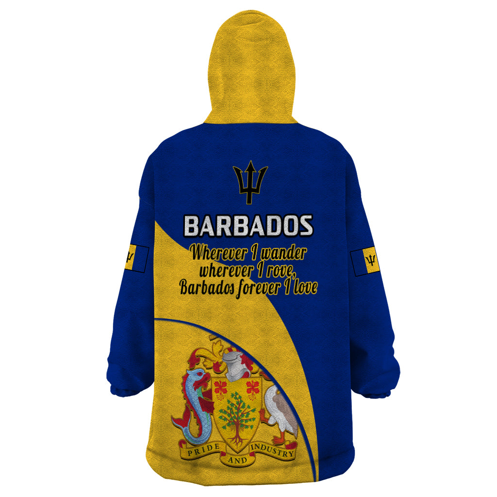 Barbados Wearable Blanket Hoodie Barbadian Coat Of Arms - Wonder Print Shop
