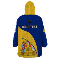 Personalised Barbados Wearable Blanket Hoodie Barbadian Coat Of Arms - Wonder Print Shop