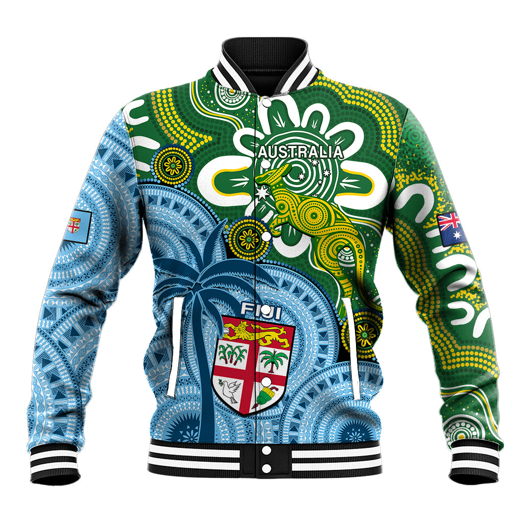 Australia And Fiji Baseball Jacket Aboriginal Mix Fijian Tapa Unique Style - Wonder Print Shop