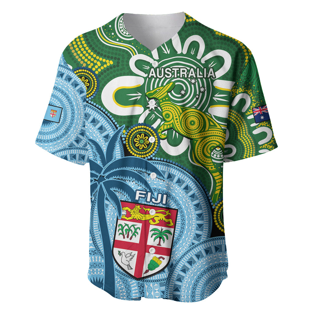 Australia And Fiji Baseball Jersey Aboriginal Mix Fijian Tapa Unique Style - Wonder Print Shop