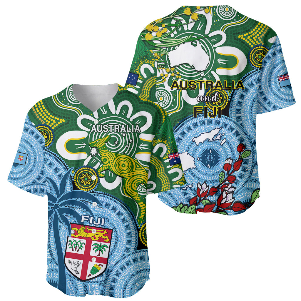 Australia And Fiji Baseball Jersey Aboriginal Mix Fijian Tapa Unique Style - Wonder Print Shop